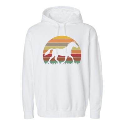 Retro Sunset Horse Garment-Dyed Fleece Hoodie