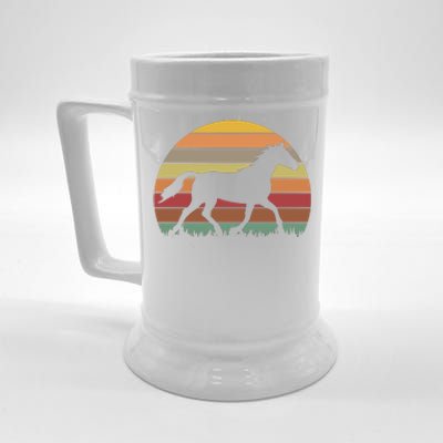 Retro Sunset Horse Beer Stein