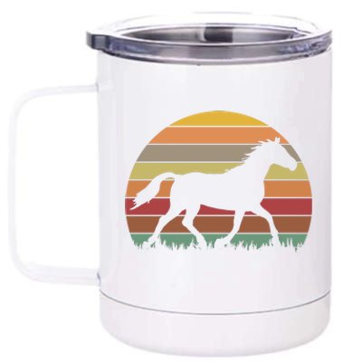 Retro Sunset Horse 12 oz Stainless Steel Tumbler Cup