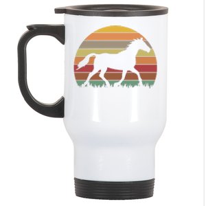 Retro Sunset Horse Stainless Steel Travel Mug