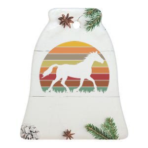 Retro Sunset Horse Ceramic Bell Ornament