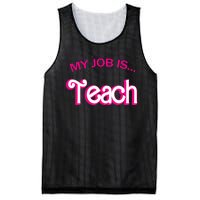 Retro School Humor Funny Teacher Life My Job Is Teach Mesh Reversible Basketball Jersey Tank