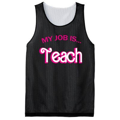 Retro School Humor Funny Teacher Life My Job Is Teach Mesh Reversible Basketball Jersey Tank