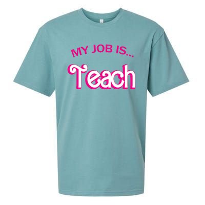 Retro School Humor Funny Teacher Life My Job Is Teach Sueded Cloud Jersey T-Shirt