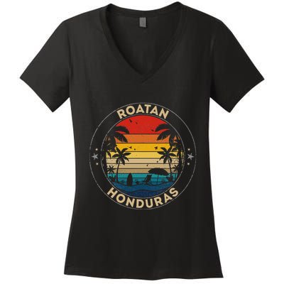 Roatan Souvenir Honduras Reminder Women's V-Neck T-Shirt