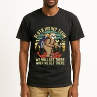 Retro sloth Hiking team we'll get there when we get there Tall T-Shirt