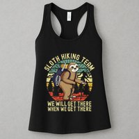 Retro sloth Hiking team we'll get there when we get there Womens Tank Top