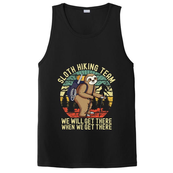 Retro sloth Hiking team we'll get there when we get there PosiCharge Competitor Tank