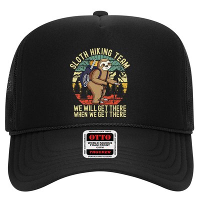 Retro sloth Hiking team we'll get there when we get there Trucker Hat