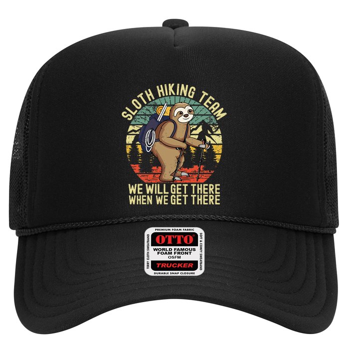 Retro sloth Hiking team we'll get there when we get there Trucker Hat