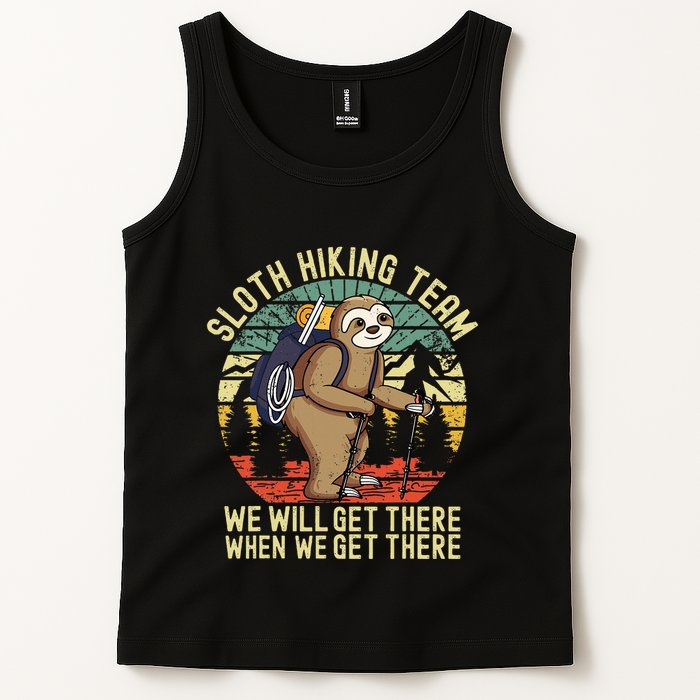 Retro sloth Hiking team we'll get there when we get there Tank Top