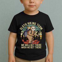 Retro sloth Hiking team we'll get there when we get there Toddler T-Shirt