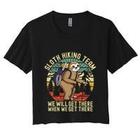 Retro sloth Hiking team we'll get there when we get there Crop Top