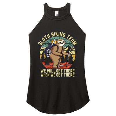 Retro sloth Hiking team we'll get there when we get there Women's Perfect Tri Rocker Tank