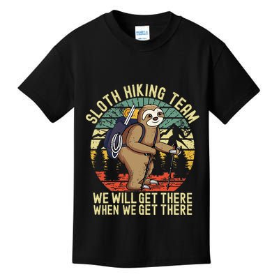 Retro sloth Hiking team we'll get there when we get there Kids T-Shirt