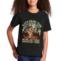 Retro sloth Hiking team we'll get there when we get there Kids T-Shirt