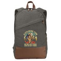 Retro sloth Hiking team we'll get there when we get there Cotton Canvas Backpack