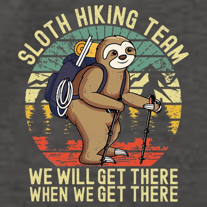 Retro sloth Hiking team we'll get there when we get there Vector Backpack
