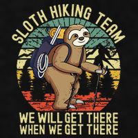 Retro sloth Hiking team we'll get there when we get there  Ladies PosiCharge Tri-Blend Wicking Tank