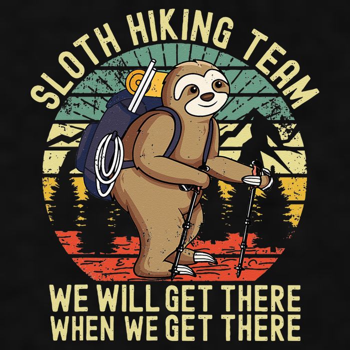 Retro sloth Hiking team we'll get there when we get there  Ladies PosiCharge Tri-Blend Wicking Tank