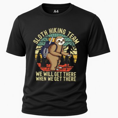 Retro sloth Hiking team we'll get there when we get there  Performance Shirt