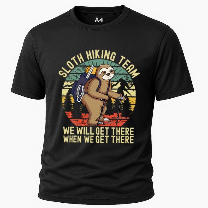 Retro sloth Hiking team we'll get there when we get there  Performance Shirt
