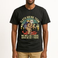 Retro sloth Hiking team we'll get there when we get there  Tall T-Shirt