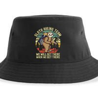 Retro sloth Hiking team we'll get there when we get there  Sustainable Bucket Hat