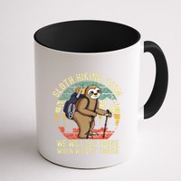 Retro sloth Hiking team we'll get there when we get there  Mug