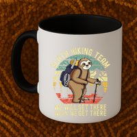 Retro sloth Hiking team we'll get there when we get there  Mug