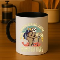 Retro sloth Hiking team we'll get there when we get there  Mug