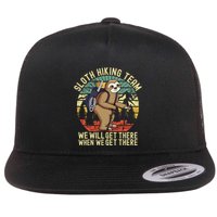 Retro sloth Hiking team we'll get there when we get there  Flatbill Hat