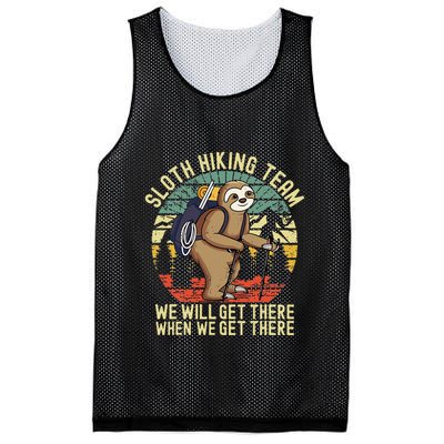 Retro sloth Hiking team we'll get there when we get there  Mesh Reversible Basketball Jersey Tank