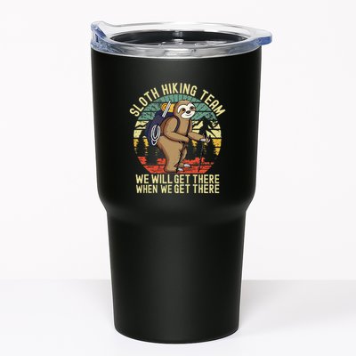 Retro sloth Hiking team we'll get there when we get there  Tumbler