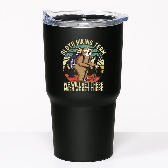 Retro sloth Hiking team we'll get there when we get there  Tumbler