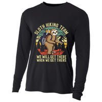 Retro sloth Hiking team we'll get there when we get there  Cooling Performance Long Sleeve Crew