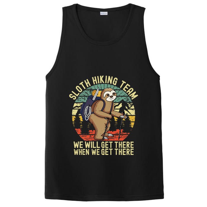 Retro sloth Hiking team we'll get there when we get there  PosiCharge Competitor Tank