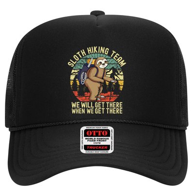 Retro sloth Hiking team we'll get there when we get there  Trucker Hat