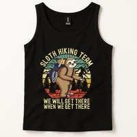 Retro sloth Hiking team we'll get there when we get there  Tank Top
