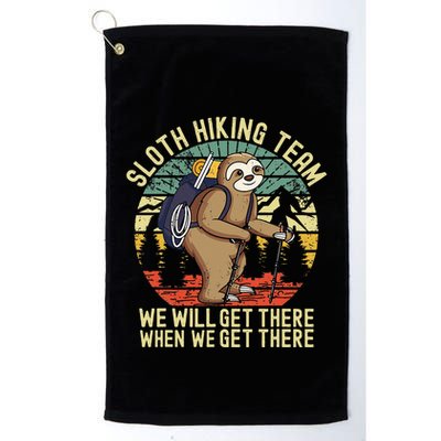 Retro sloth Hiking team we'll get there when we get there  Golf Towel