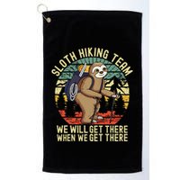 Retro sloth Hiking team we'll get there when we get there  Golf Towel
