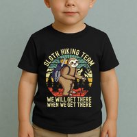 Retro sloth Hiking team we'll get there when we get there  Toddler T-Shirt
