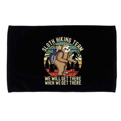 Retro sloth Hiking team we'll get there when we get there  Microfiber Hand Towel