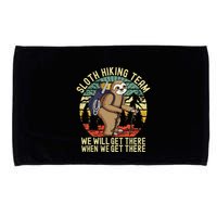 Retro sloth Hiking team we'll get there when we get there  Microfiber Hand Towel