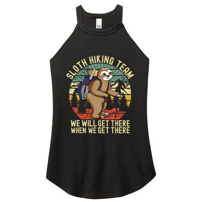 Retro sloth Hiking team we'll get there when we get there  Women's Perfect Tri Rocker Tank