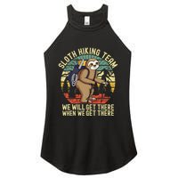 Retro sloth Hiking team we'll get there when we get there  Women's Perfect Tri Rocker Tank