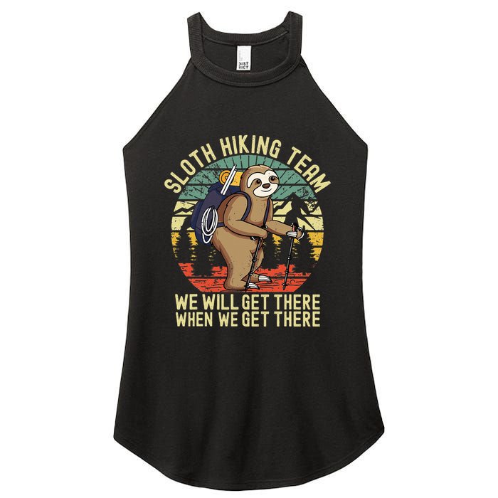 Retro sloth Hiking team we'll get there when we get there  Women's Perfect Tri Rocker Tank