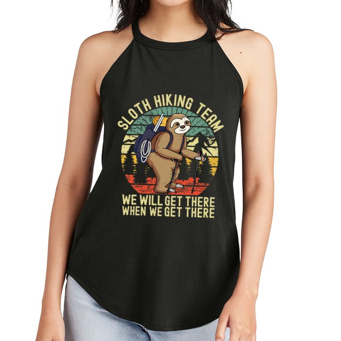 Retro sloth Hiking team we'll get there when we get there  Women's Perfect Tri Rocker Tank