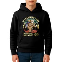 Retro sloth Hiking team we'll get there when we get there  Kids Hoodie