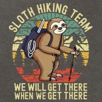 Retro sloth Hiking team we'll get there when we get there  Cotton Canvas Backpack